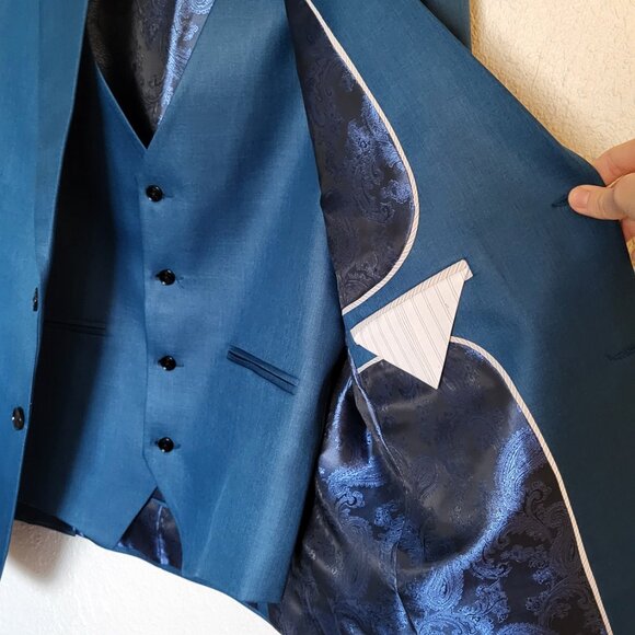 Blue Designer Suit - 3 piece - Picture 16 of 16